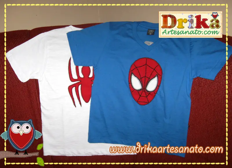Camisetas com Patch Aplique do Homem Aranha