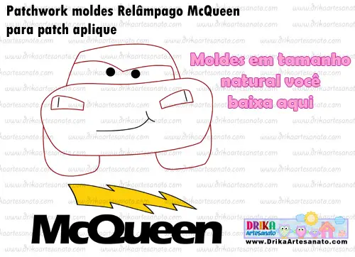 Patchwork Moldes Relâmpago McQueen para patch aplique post