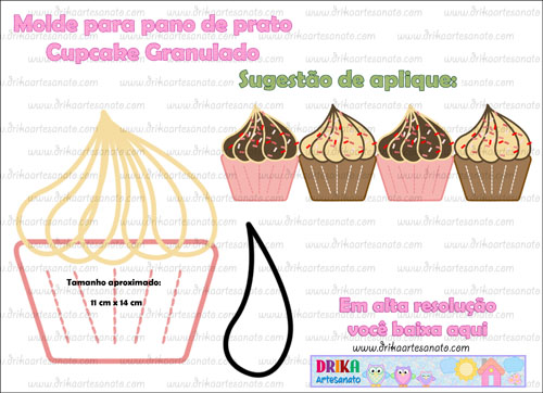 Molde de Cupcake Granulado Para Patch Aplique e Patchwork