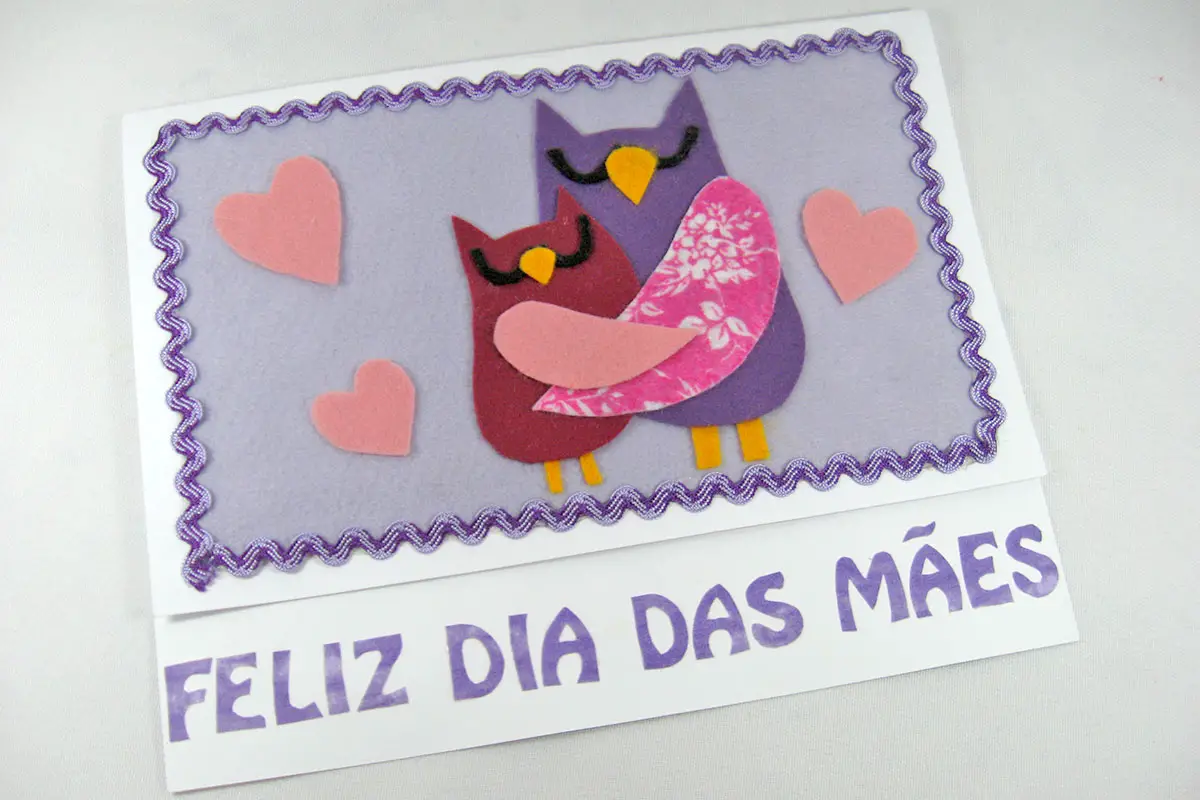 Projeto para o Dia das Mães de Cartão Mãe Coruja com Molde Grátis