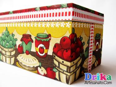 Caixa de MDF decorada com tecido - Drika Artesanato