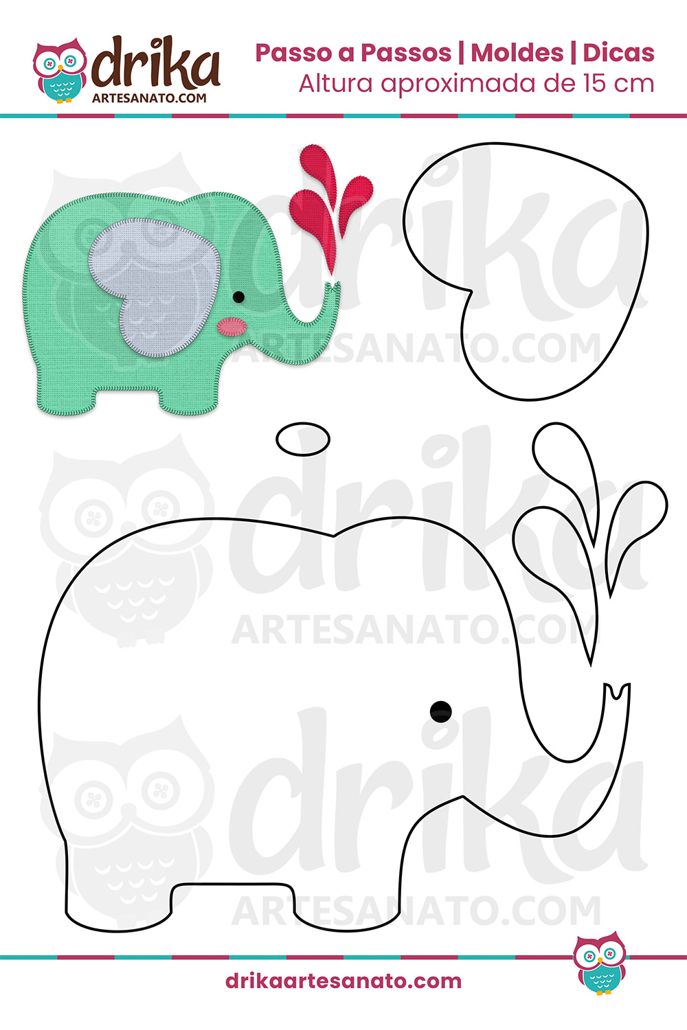Molde de Elefante para Imprimir Grátis em PDF