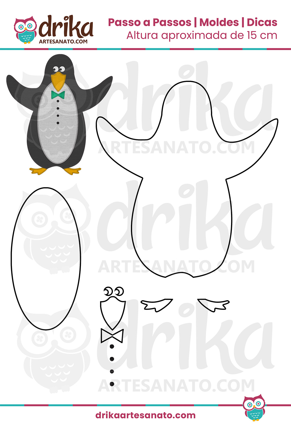 Molde de Pinguim para Imprimir Grátis em PDF