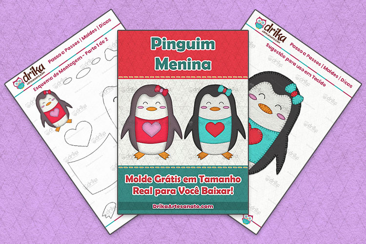 Molde de Pinguim Menina para Baixar Grátis e Imprimir em PDF