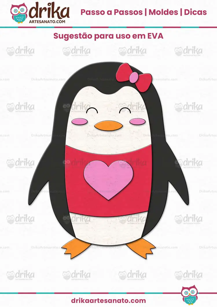 Molde Grátis de Pinguim Menina em EVA para Imprimir