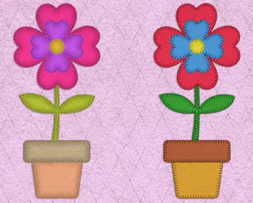 Molde Grátis de Vaso de Flor para Patch Aplique, Feltro e EVA