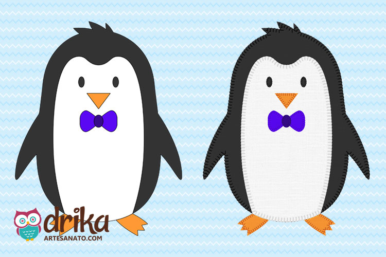 Molde Grátis de Pinguim para Patch Aplique, Feltro e EVA