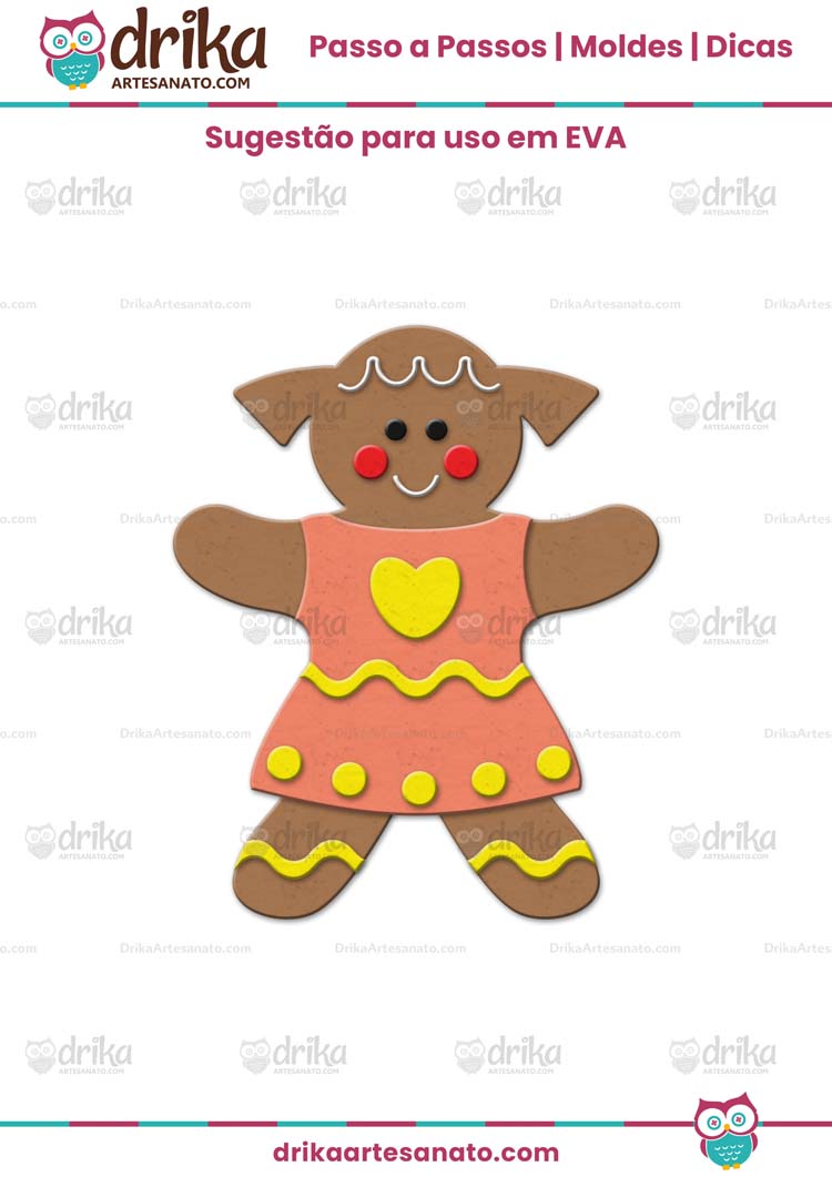 Molde Grátis de Gingerbread Menina em EVA para Imprimir