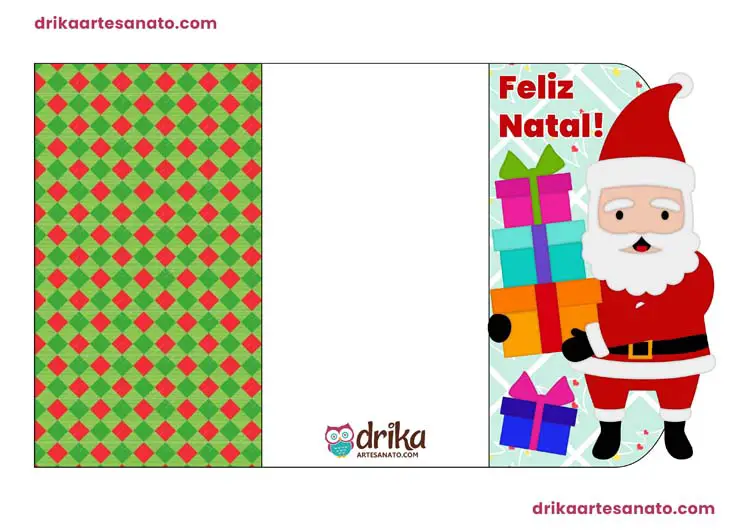 Cartão de Natal com Papai Noel para Imprimir