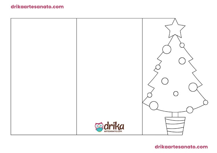 Cartão de Natal de Árvore Natalina para Colorir