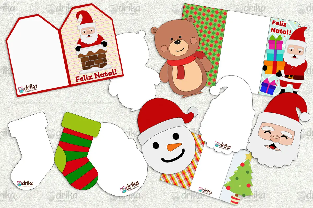 11 Modelos Lindos de Cartões de Natal para Imprimir e Colorir!
