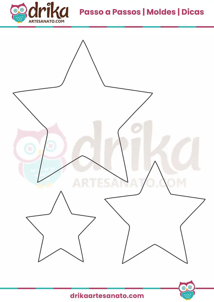 Molde de Estrela Simples com 5 Pontas em 3 Tamanhos