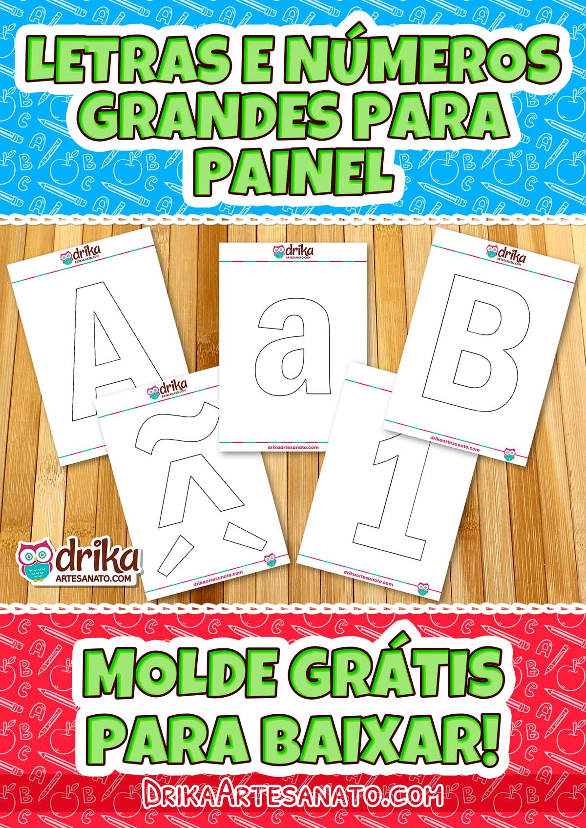 Moldes de Letras e Números Grandes para Painel para Imprimir em PDF!