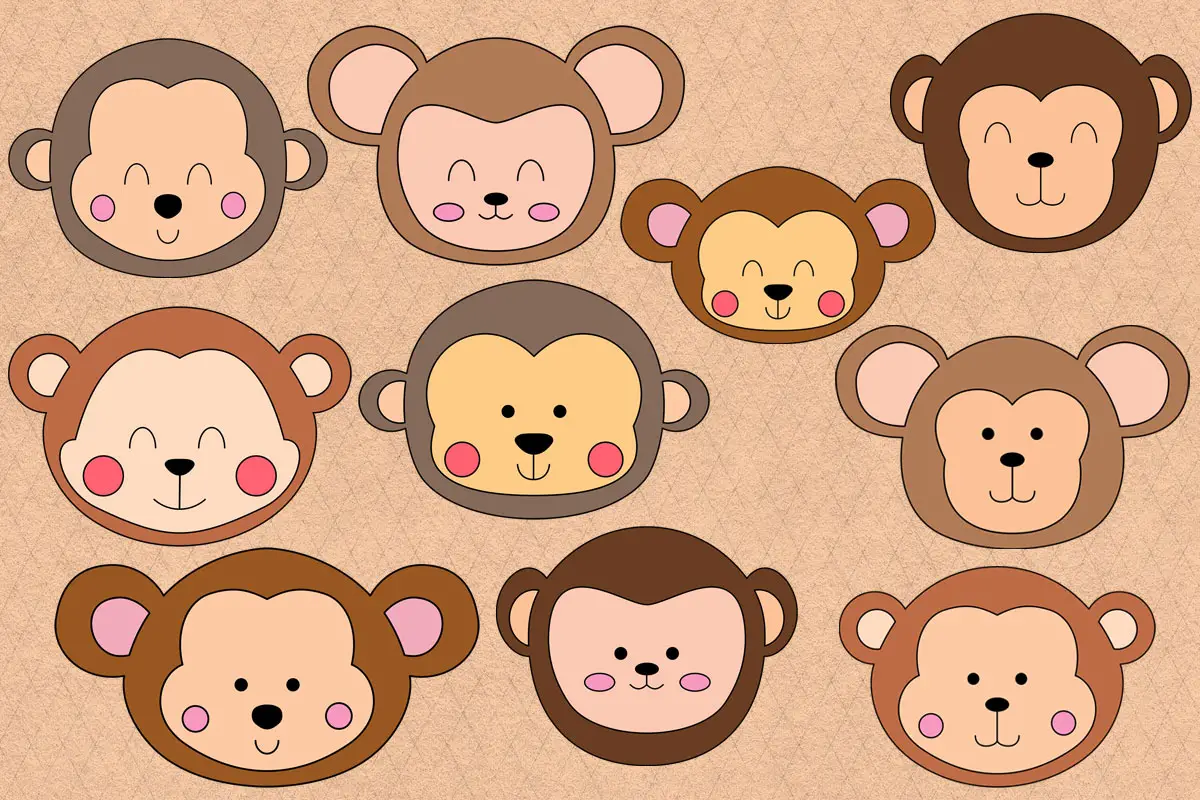Molde de Macaco para Imprimir: 10 Modelos Lindos para Patch Aplique, Feltro ou EVA