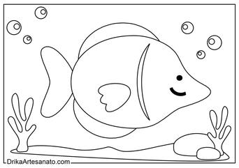 desenho de impressão desenho de desenho de peixe aquático para colorir para  criança 12673526 Vetor no Vecteezy
