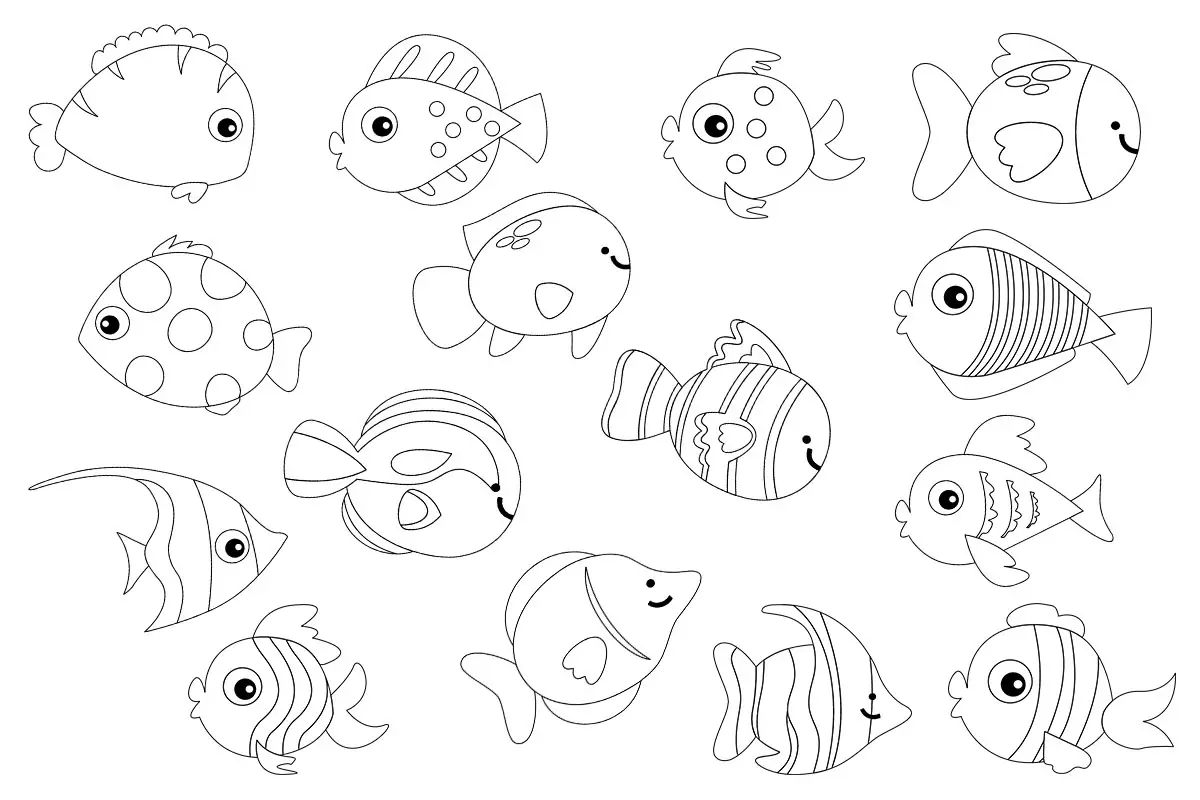 Desenho de Peixe para Imprimir e Colorir