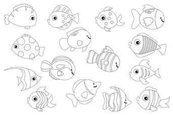 30 Desenhos de Peixe para Imprimir e Colorir - Online Cursos