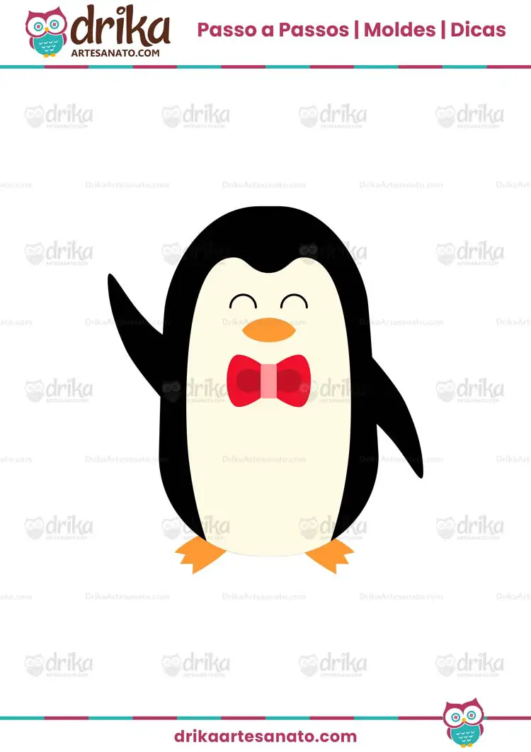 Molde de Pinguim Menino com Gravata para Imprimir
