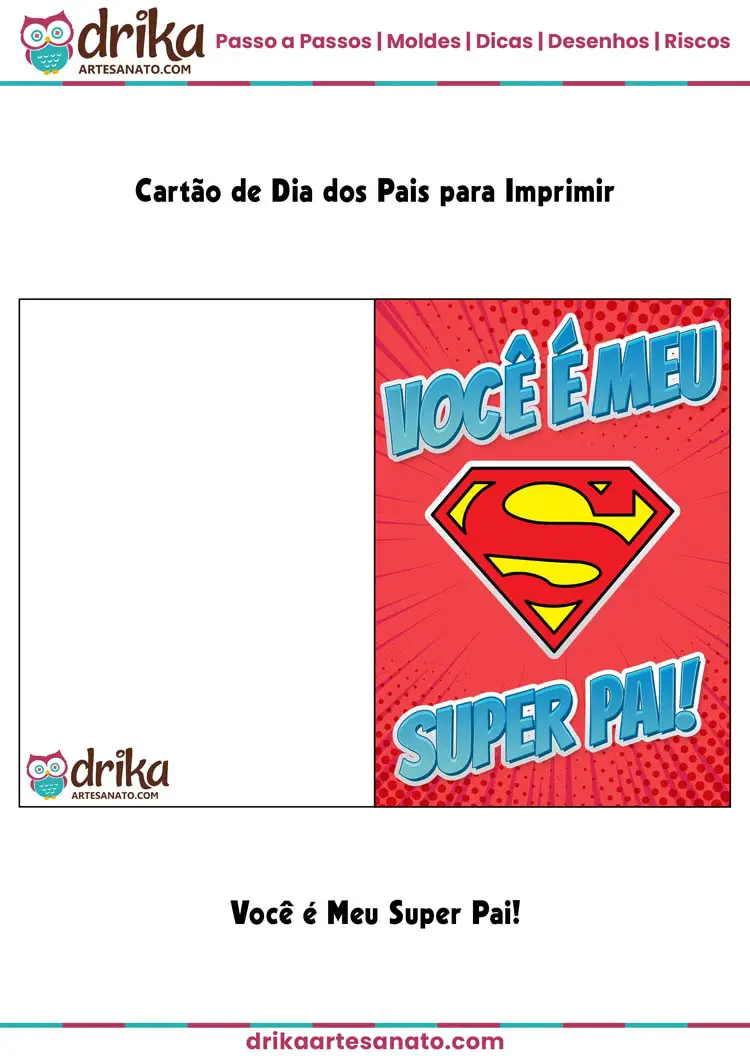 Cartão de Dia dos Pais para Imprimir: Você é Meu Super Pai!
