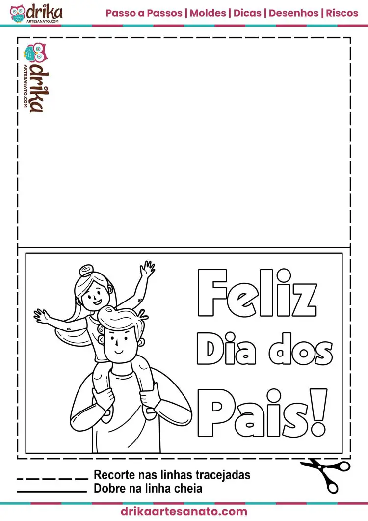 Cartão de Dia dos Pais para Imprimir e Colorir: Feliz Dia dos Pais!
