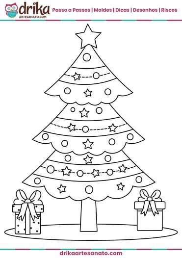 Desenho de Árvore de Natal para Imprimir, Colorir ou Pintar