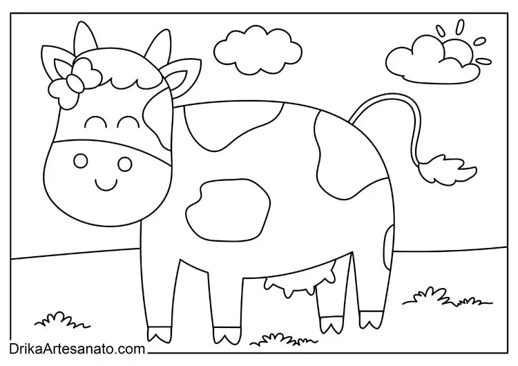 Desenho de Vaca para Colorir ou Pintar