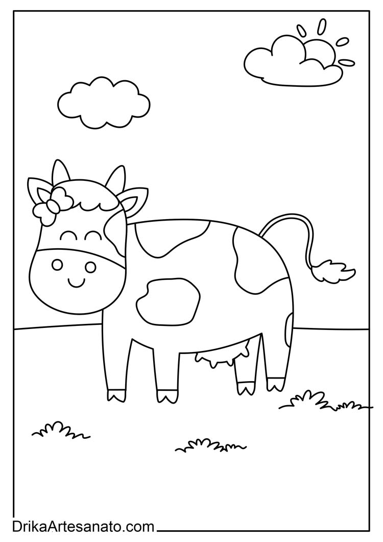 Desenho de Vaca em Preto e Branco