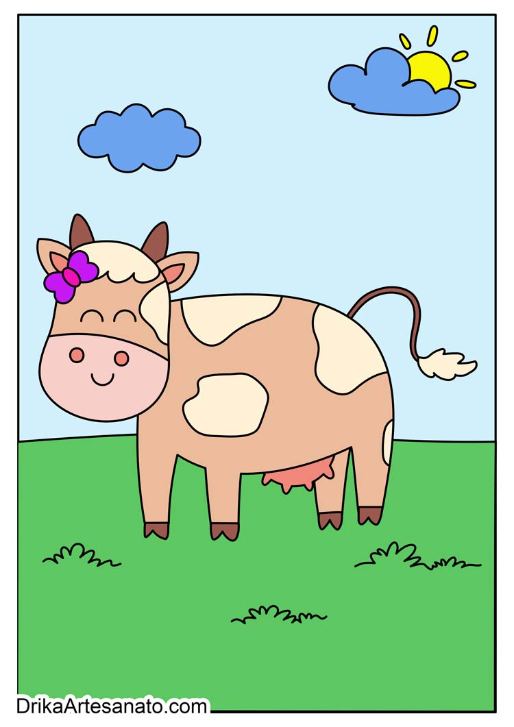 Desenho de Vaca para Imprimir Colorido