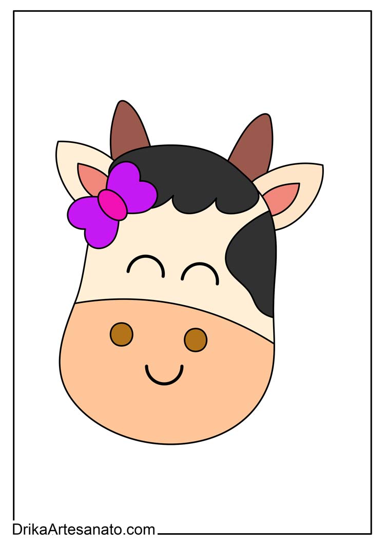 Desenho de Rosto de Vaca para Imprimir Colorido