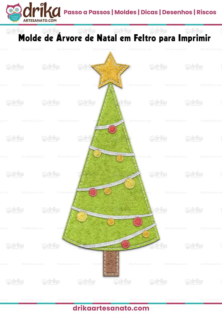 Molde de Árvore de Natal em Feltro em Formato de Cone para Imprimir