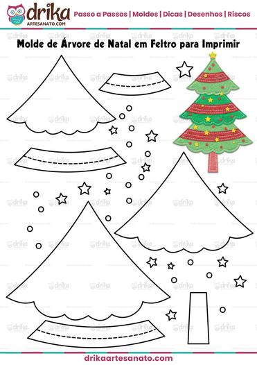 Molde de Árvore de Natal em Feltro para Imprimir Grátis