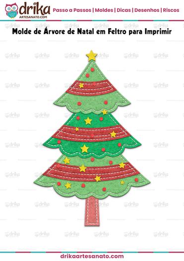 Molde de Árvore de Natal em Feltro para Imprimir Grátis