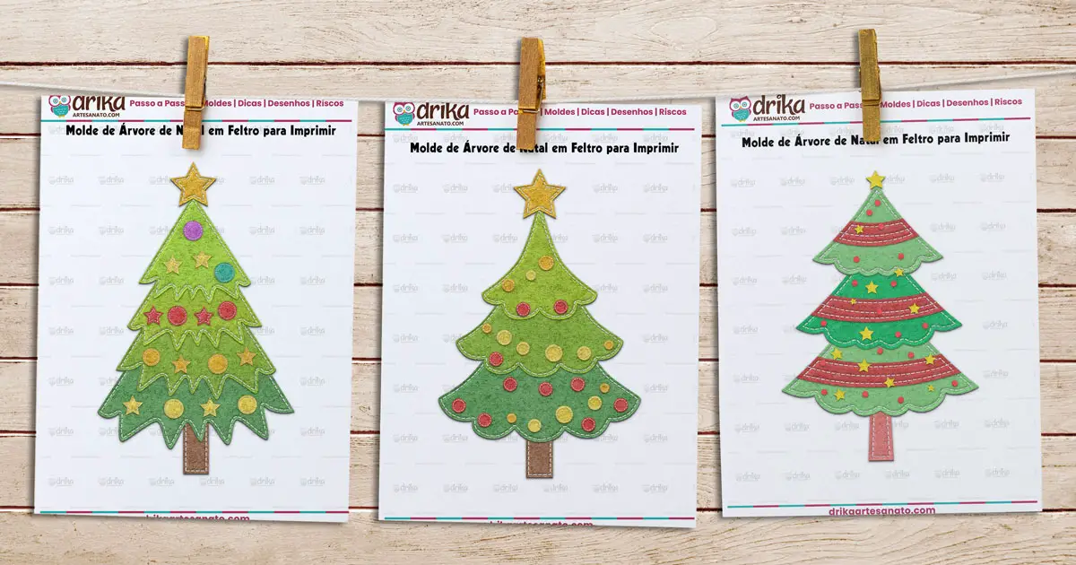 Moldes de Natal para Eva e Feltro  Árvores de natal em feltro, Feltro natal,  Imagens de árvores de natal