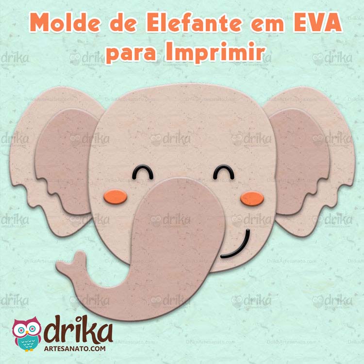 Molde de Elefante em EVA para Imprimir Grátis em Tamanho Natural