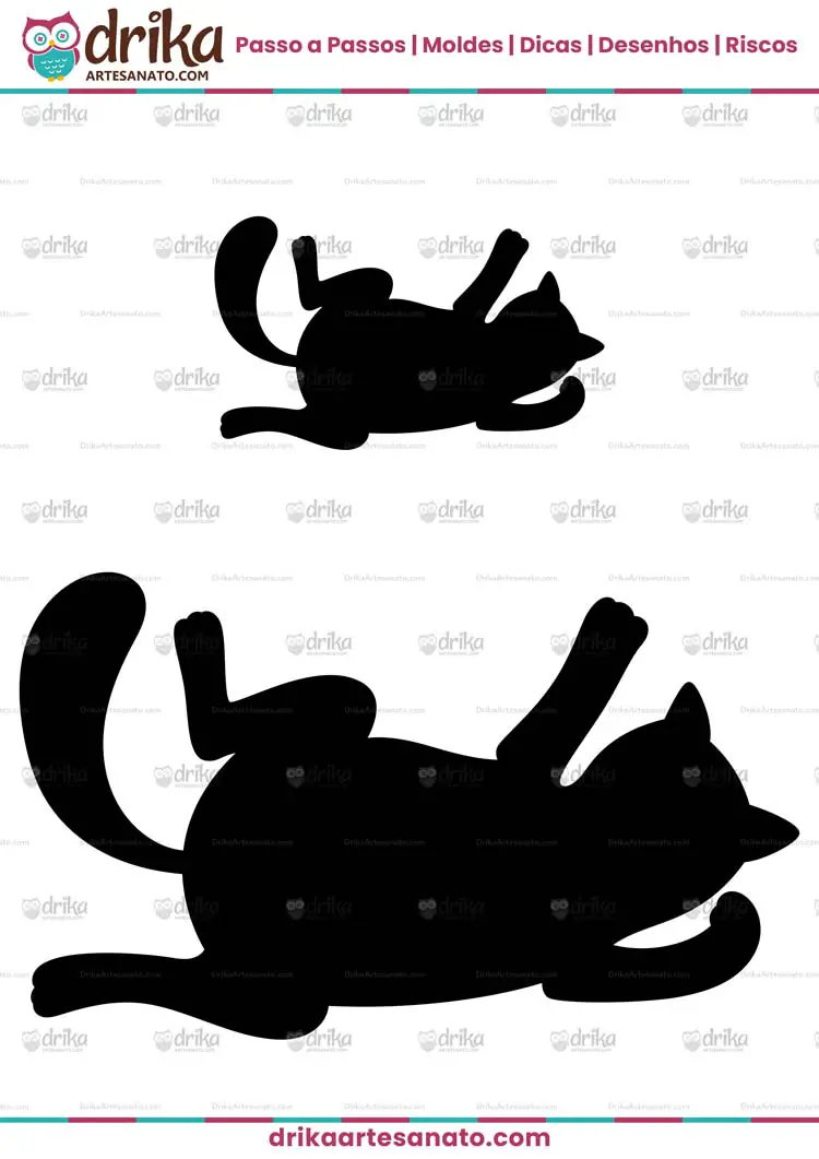 Desenho de Silhueta de Gato Deitado para Imprimir