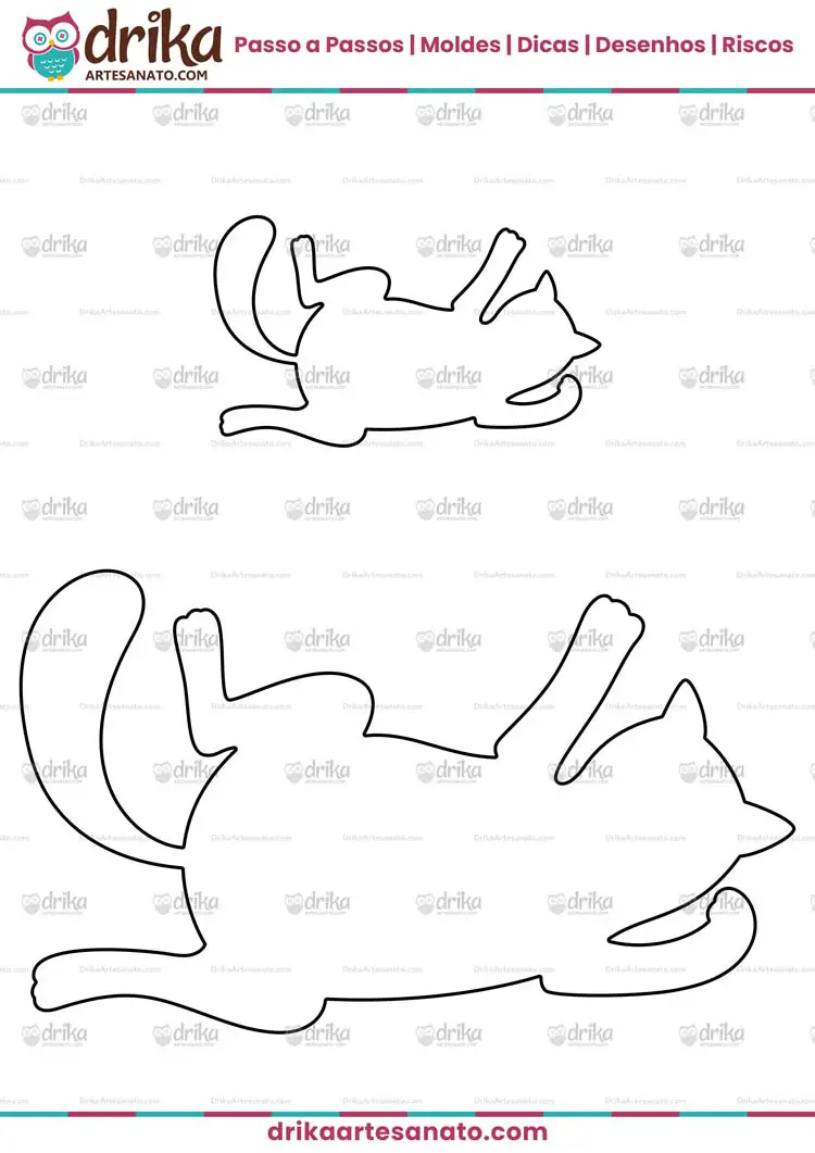 Desenho de Silhueta de Gato Deitado para Imprimir