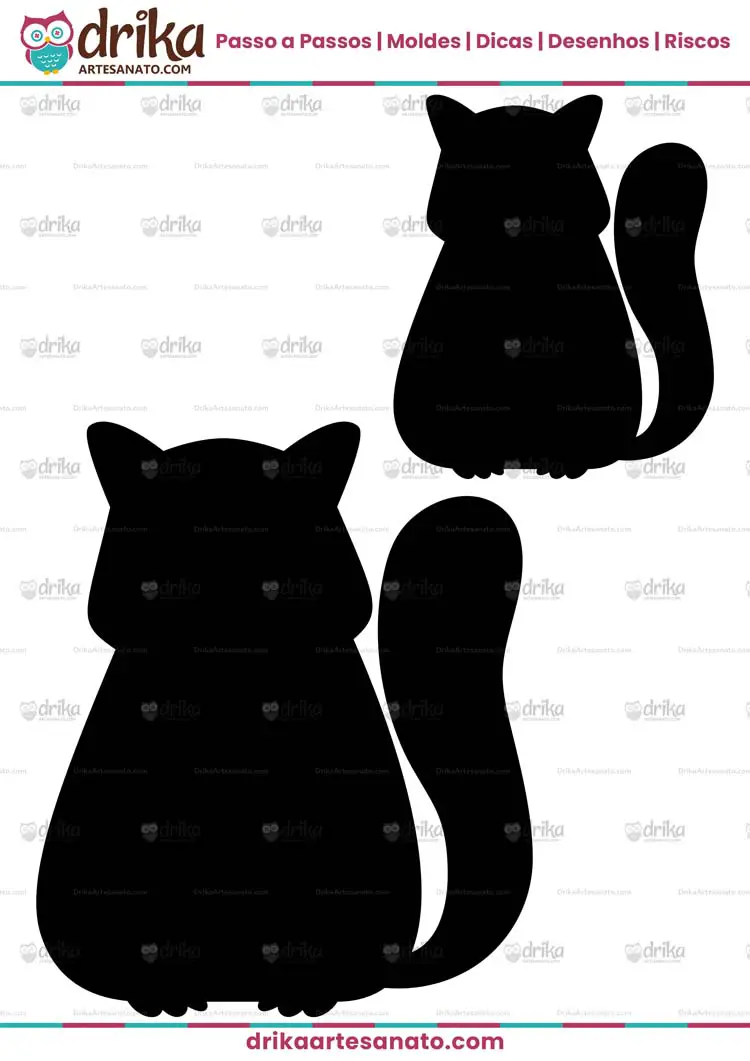 Desenho de Silhueta de Gato Sentado para Imprimir