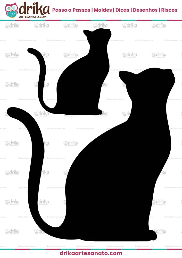 Desenho de Silhueta de Gato Olhando para Cima