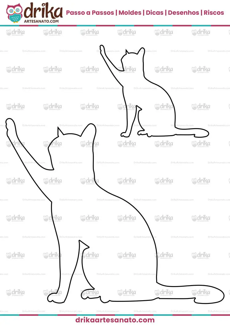 Desenho de Silhueta de Gato com a Pata para o Alto