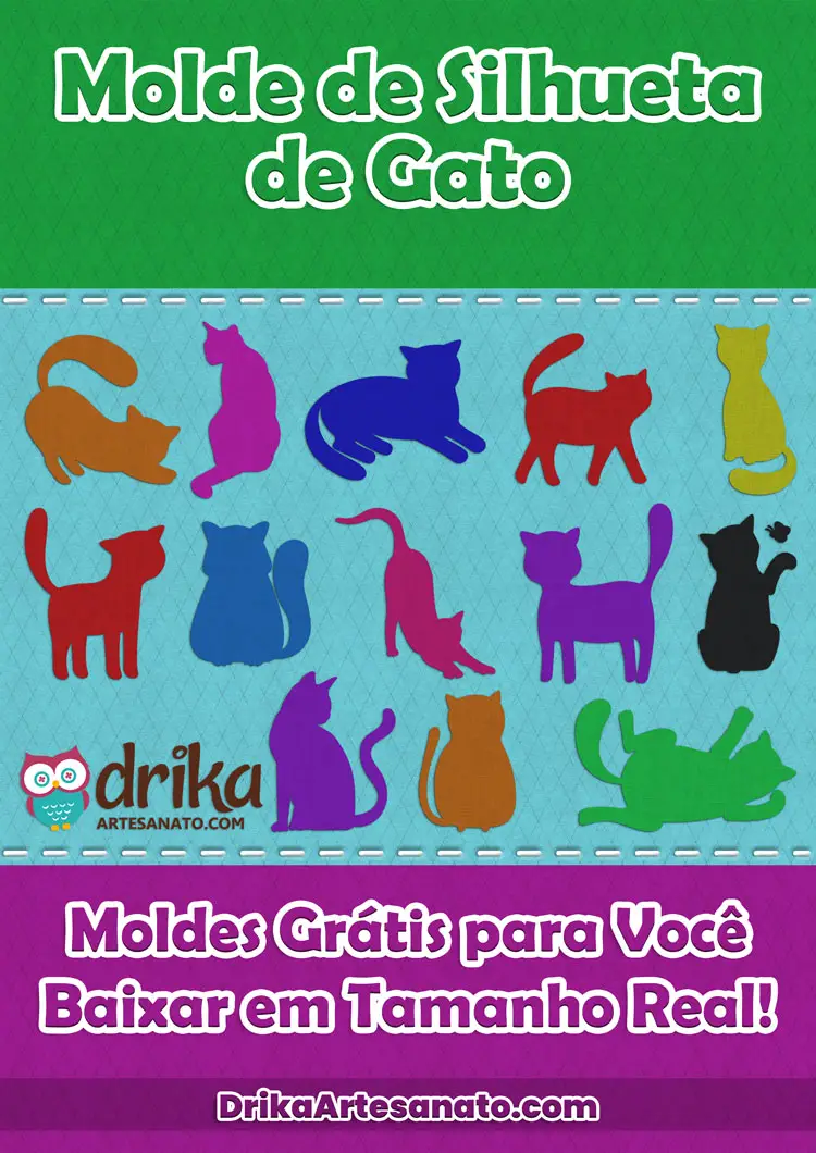 Molde de Silhueta de Gato para Imprimir Grátis em PDF