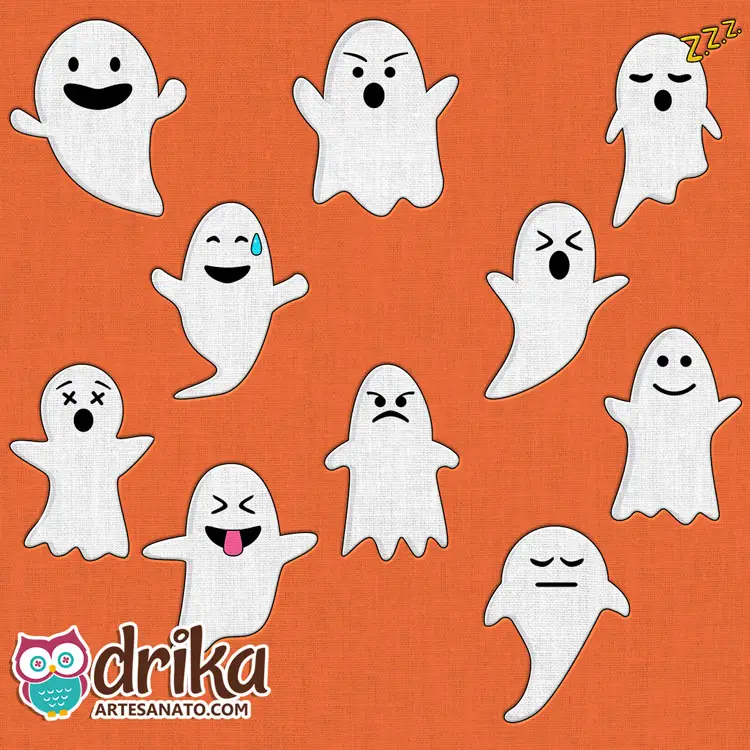 10 Moldes de Fantasmas de Halloween para Imprimir em Tamanho Real