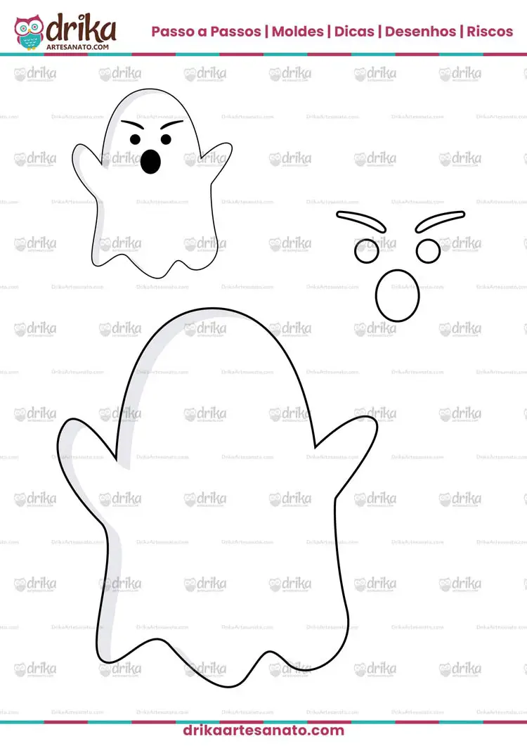 Molde de Fantasma de Halloween para Imprimir em Tamanho Grande - Modelo 3