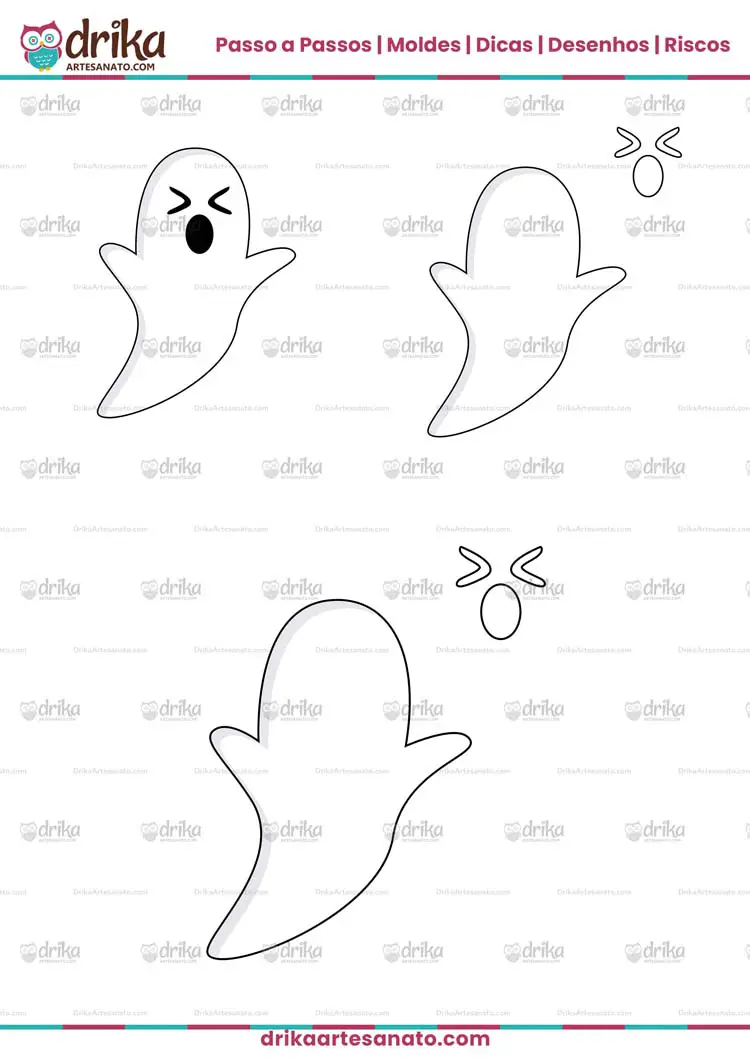 Molde de Fantasma de Halloween para Imprimir  em Tamanho Pequeno e Médio
