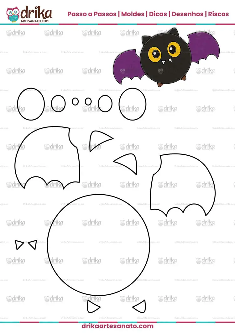 Molde de Morcego de Halloween para Imprimir  em Tamanho Grande