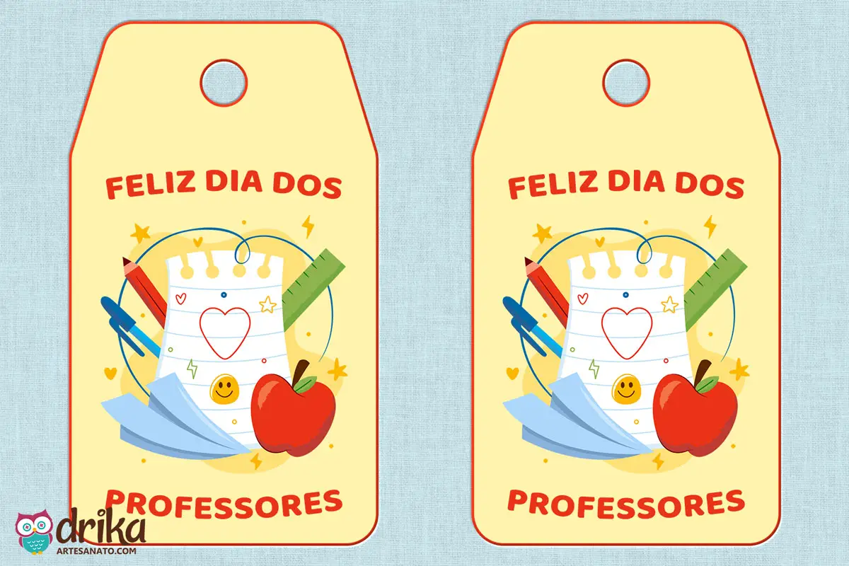 Tag e Cartão de Feliz Dia dos Professores