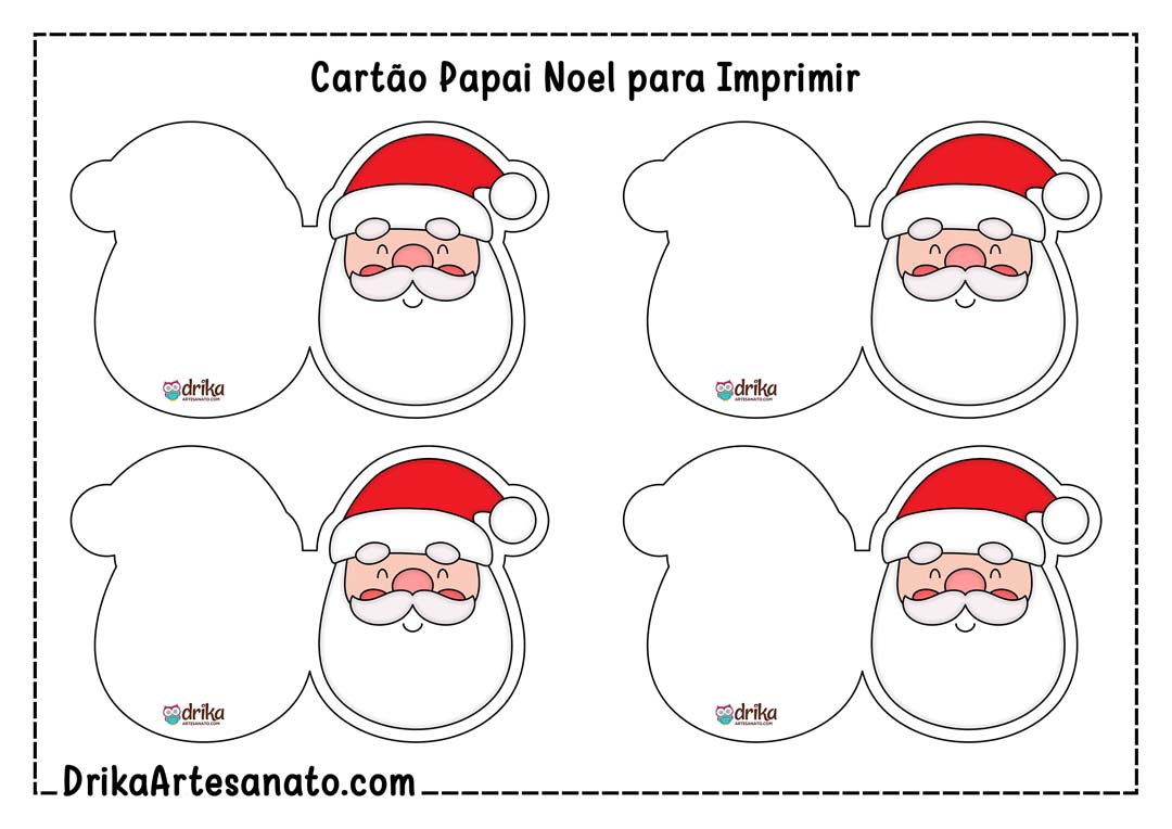 Cartão Papai Noel para Imprimir Grátis Tamanho Pequeno
