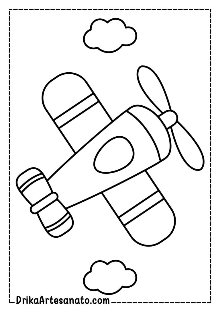 Desenho de Avião para Colorir, Imprimir, Pintar ou Recortar