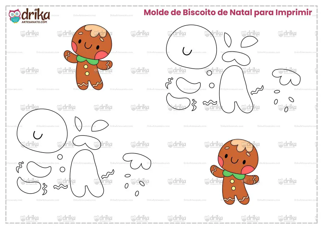 Molde de Biscoito de Natal para Imprimir Grátis em Folha A4