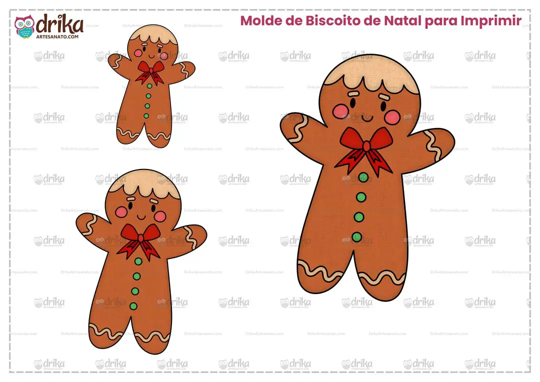 Molde de Biscoito de Natal para Imprimir Grátis em Vários Tamanhos em Folha A4