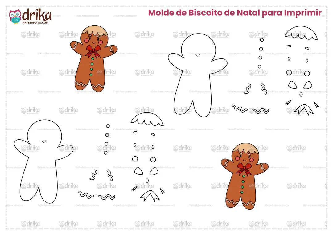 Molde de Biscoito de Natal para Imprimir Grátis em Folha A4